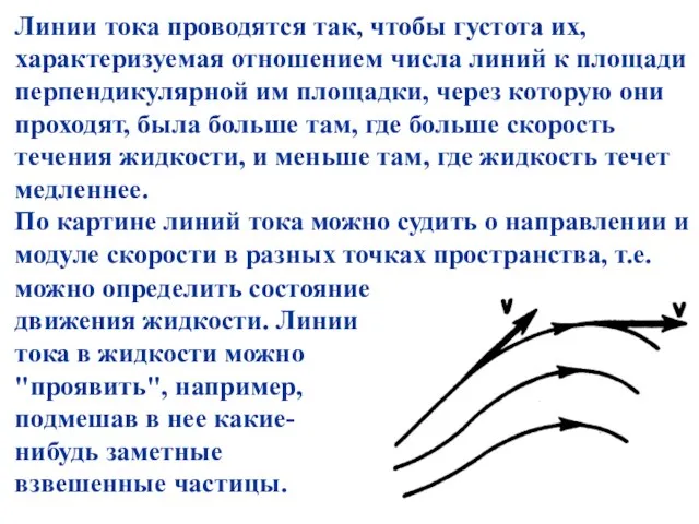 Линии тока проводятся так, чтобы густота их, характеризуемая отношением числа линий к