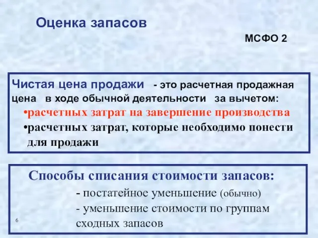 Чистая цена продажи - это расчетная продажная цена в ходе обычной деятельности