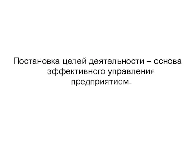 Постановка целей деятельности – основа эффективного управления предприятием.