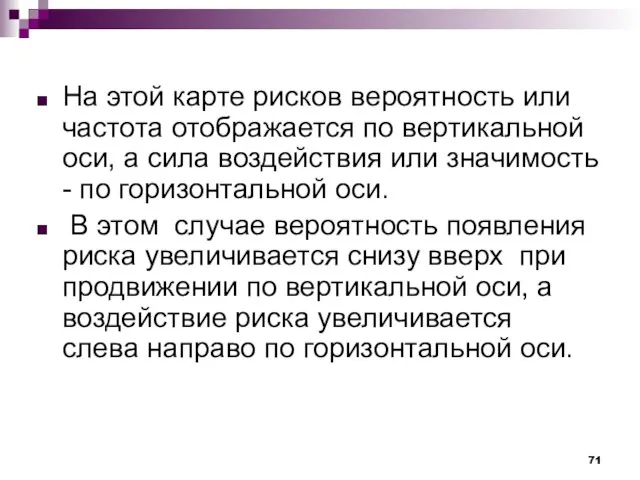 На этой карте рисков вероятность или частота отображается по вертикальной оси, а