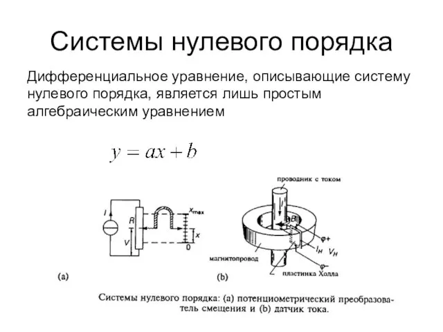 Системы нулевого порядка Дифференциальное уравнение, описывающие систему нулевого порядка, является лишь простым алгебраическим уравнением