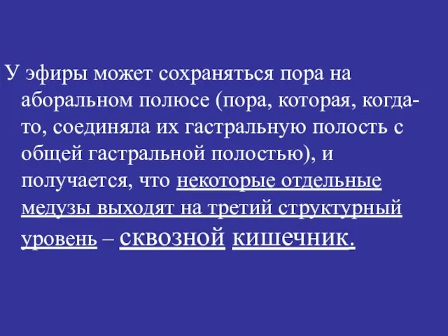 У эфиры может сохраняться пора на аборальном полюсе (пора, которая, когда-то, соединяла