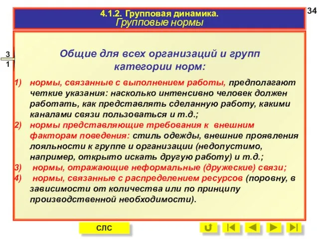 Общие для всех организаций и групп категории норм: нормы, связанные с выполнением