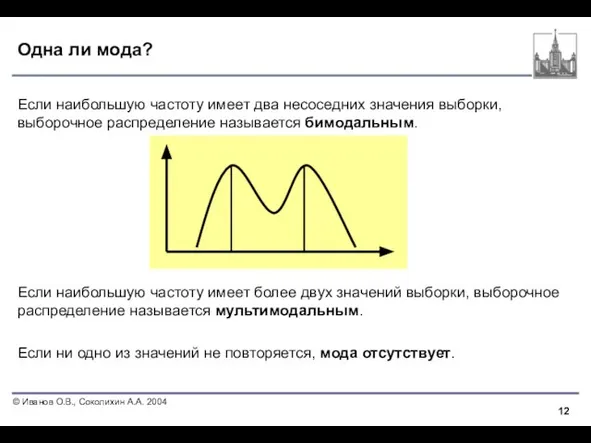 Одна ли мода? Если наибольшую частоту имеет два несоседних значения выборки, выборочное