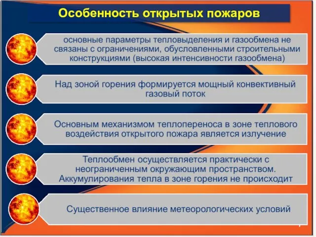 Особенность открытых пожаров