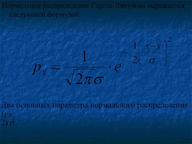 Нормальное распределение Гаусса-Ляпунова выражается следующей формулой: