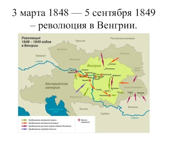 3 марта 1848 — 5 сентября 1849 – революция в Венгрии.