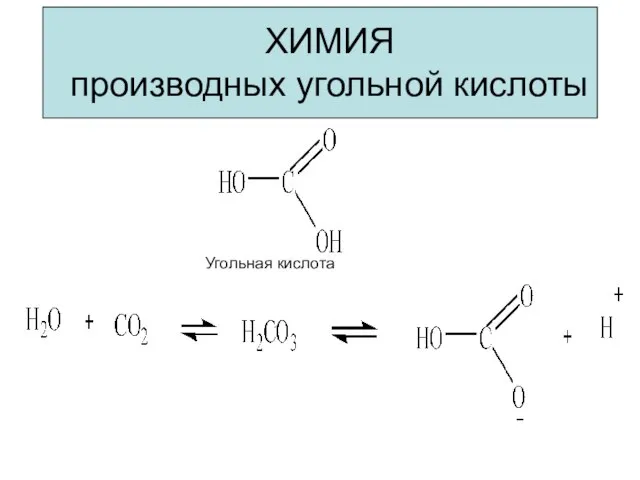 ХИМИЯ производных угольной кислоты Угольная кислота