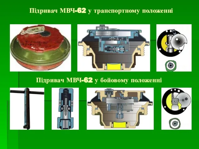 Підривач МВЧ-62 у бойовому положенні Підривач МВЧ-62 у транспортному положенні