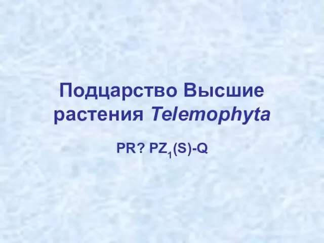 Подцарство Высшие растения Telemophyta PR? PZ1(S)-Q