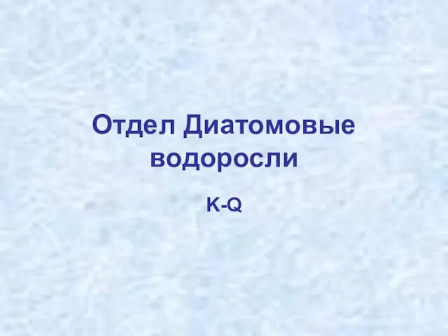 Отдел Диатомовые водоросли K-Q