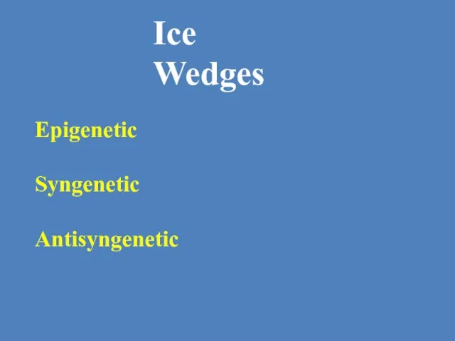 Epigenetic Syngenetic Antisyngenetic Ice Wedges