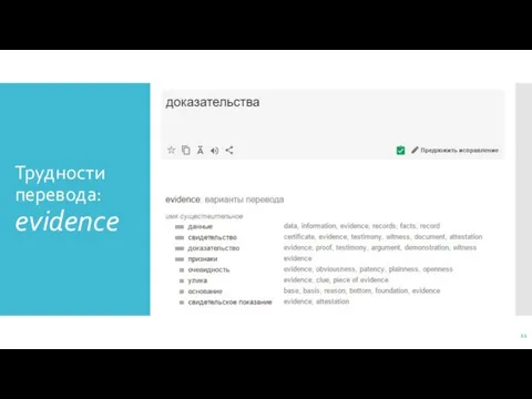 Трудности перевода: evidence