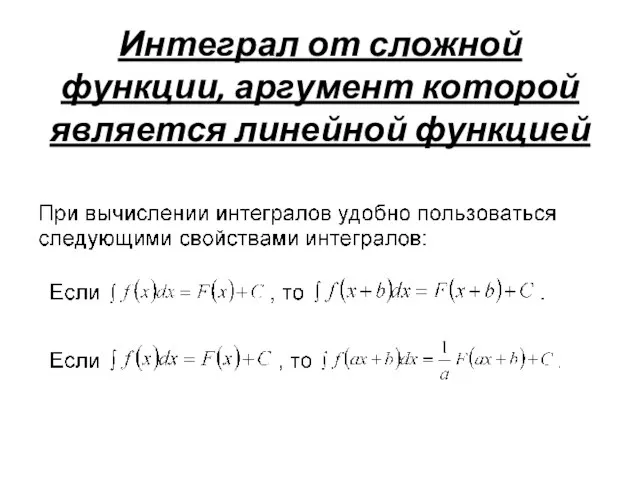 Интеграл от сложной функции, аргумент которой является линейной функцией