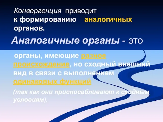 Аналогичные органы - это органы, имеющие разное происхождение, но сходный внешний вид