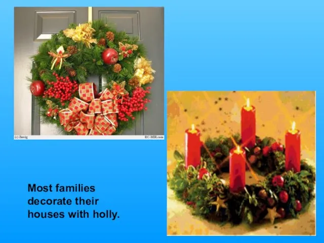 Most families decorate their houses with holly.