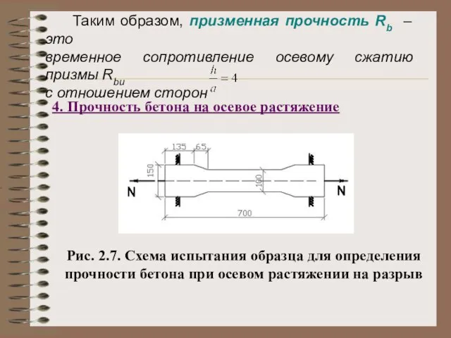 Таким образом, призменная прочность Rb – это временное сопротивление осевому сжатию призмы