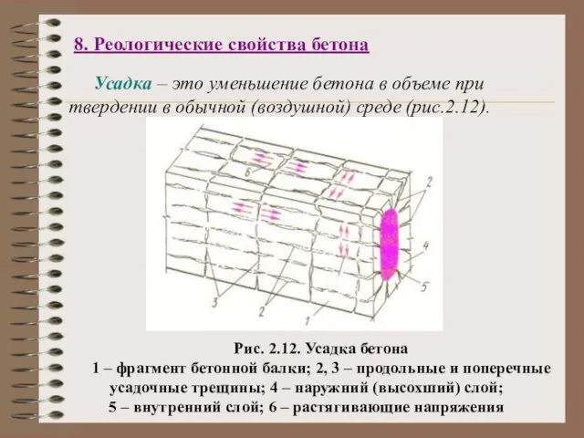 8. Реологические свойства бетона Усадка – это уменьшение бетона в объеме при