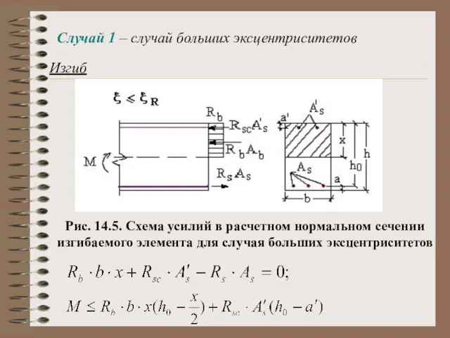 Случай 1 – случай больших эксцентриситетов Изгиб Рис. 14.5. Схема усилий в