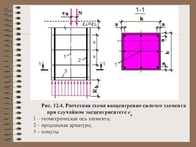 Рис. 12.4. Расчетная схема внецентренно сжатого элемента при случайном эксцентриситете еа 1