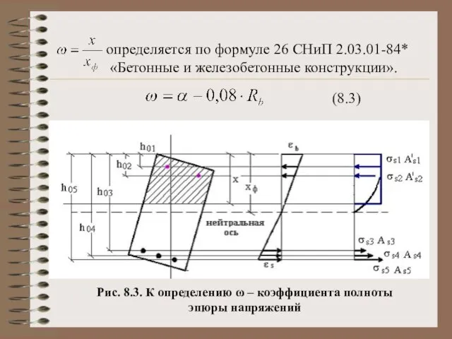 – определяется по формуле 26 СНиП 2.03.01-84* «Бетонные и железобетонные конструкции». (8.3)