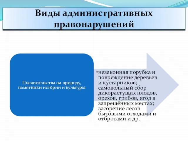 Посягательства на природу, памятники истории и культуры незаконная порубка и повреждение деревьев