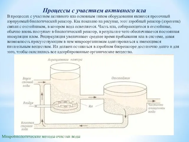 Микробиологические методы очистки воды Процессы с участием активного ила В процессах с