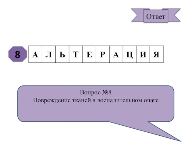 8 Вопрос №8 Повреждение тканей в воспалительном очаге Ответ