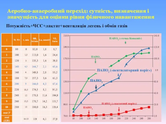 Потужність+ЧСС+лактат+вентиляція легень і обмін газів Аеробно-анаеробний перехід: сутність, визначення і значущість для