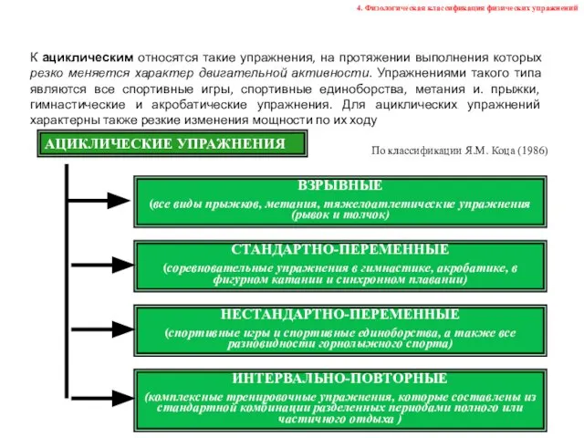 К ациклическим относятся такие упражнения, на протяжении выполнения которых резко меняется характер