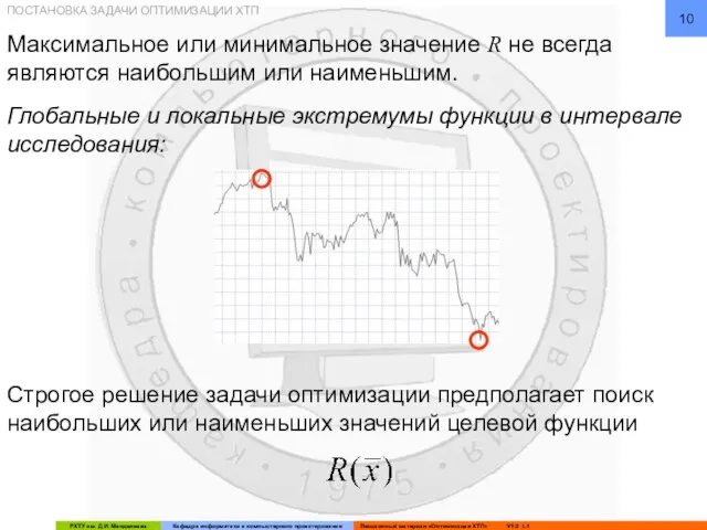 Максимальное или минимальное значение R не всегда являются наибольшим или наименьшим. Глобальные