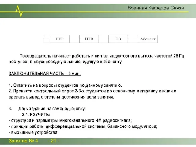 Токовращатель начинает работать и сигнал индукторного вызова частотой 25 Гц поступает в