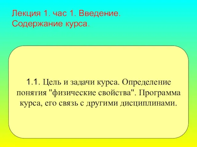 Лекция 1. час 1. Введение. Содержание курса. 1.1. Цель и задачи курса.