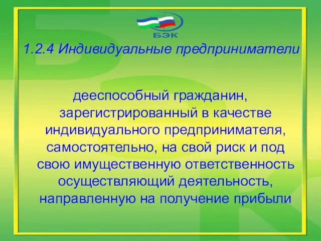 дееспособный гражданин, зарегистрированный в качестве индивидуального предпринимателя, самостоятельно, на свой риск и