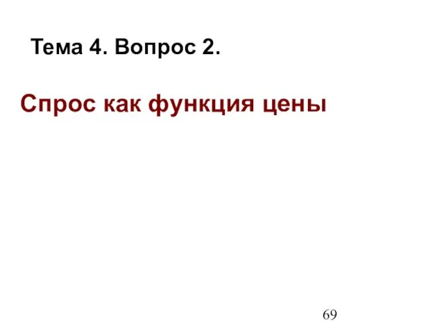 Спрос как функция цены Тема 4. Вопрос 2.