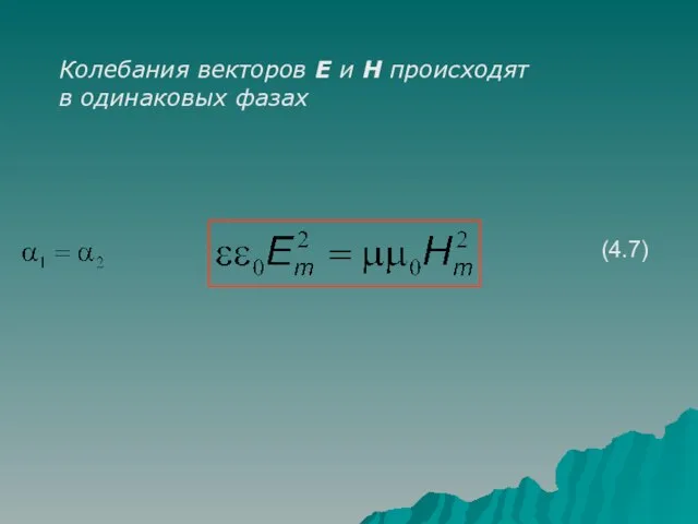 Колебания векторов Е и Н происходят в одинаковых фазах