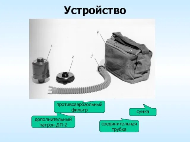Устройство дополнительный патрон ДП-2 противоаэрозольный фильтр соединительная трубка сумка