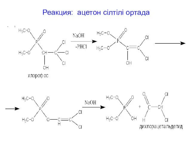 Реакция: ацетон сілтілі ортада 1