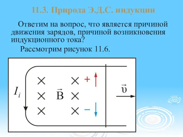 11.3. Природа Э.Д.С. индукции Ответим на вопрос, что является причиной движения зарядов,