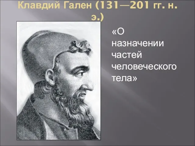 Клавдий Гален (131—201 гг. н.э.) «О назначении частей человеческого тела»