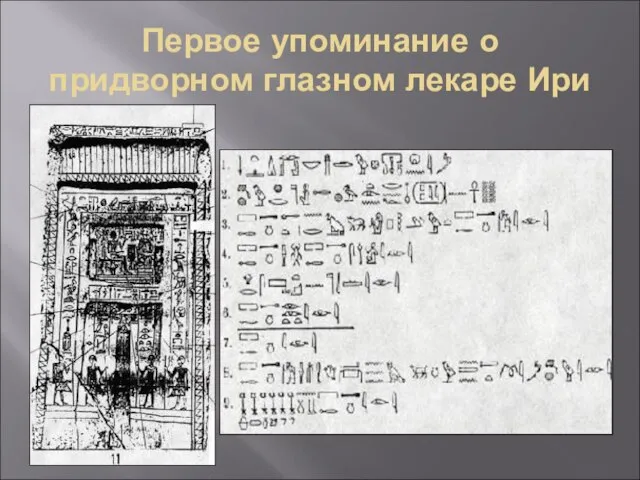 Первое упоминание о придворном глазном лекаре Ири