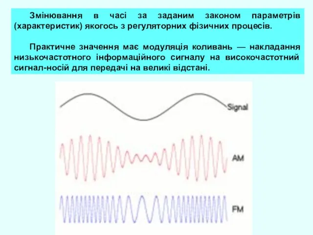 Змінювання в часі за заданим законом параметрів (характеристик) якогось з регуляторних фізичних