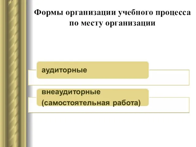 Формы организации учебного процесса по месту организации