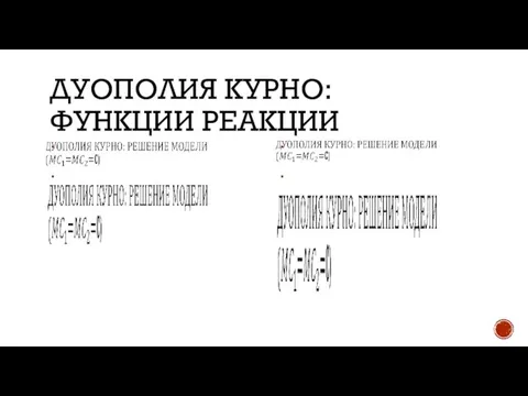 ДУОПОЛИЯ КУРНО: ФУНКЦИИ РЕАКЦИИ