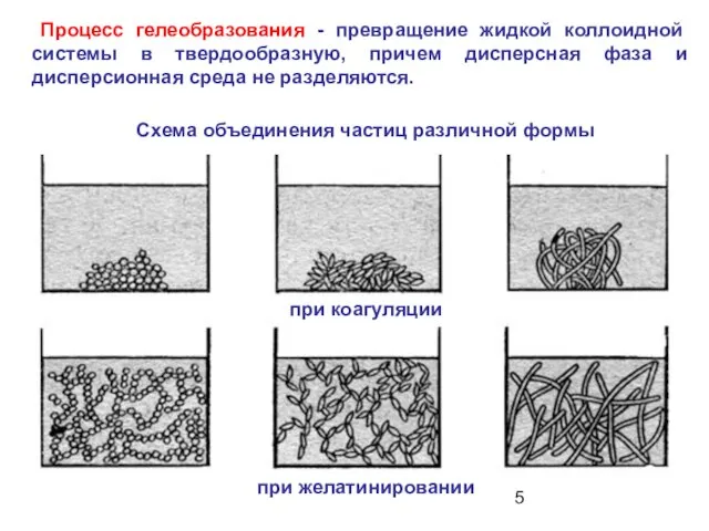 Процесс гелеобразования - превращение жидкой коллоидной системы в твердообразную, причем дисперсная фаза