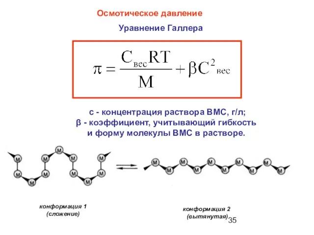 Уравнение Галлера с - концентрация раствора ВМС, г/л; β - коэффициент, учитывающий