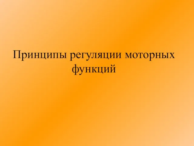 Принципы регуляции моторных функций