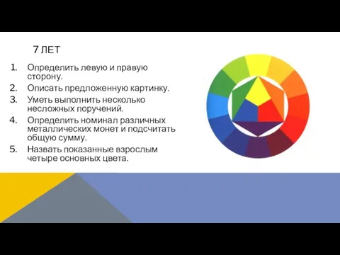 Определить левую и правую сторону. Описать предложенную картинку. Уметь выполнить несколько несложных