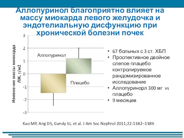 Аллопуринол благоприятно влияет на массу миокарда левого желудочка и эндотелиальную дисфункцию при