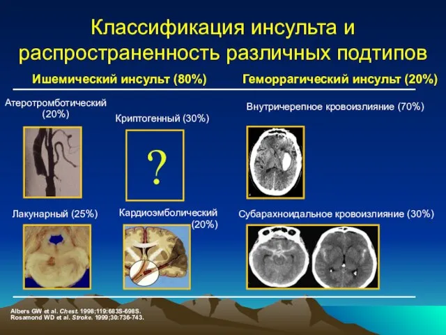 Albers GW et al. Chest. 1998;119:683S-698S. Rosamond WD et al. Stroke. 1999;30:736-743.